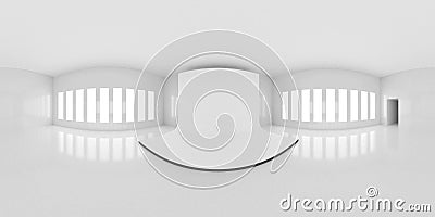 HDRI environment map, abstract spherical panorama background, interior with stage, white light source rendering 3d illustration Stock Photo