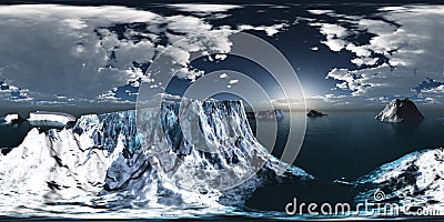 HDRI, icebergs in the ocean, abstract background Stock Photo