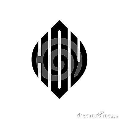 HDV circle letter logo design with circle and ellipse shape. HDV ellipse letters with typographic style. The three initials form a Vector Illustration