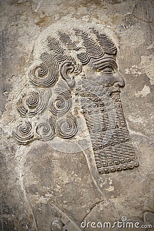 Head of an ancient assyrian warrior Stock Photo