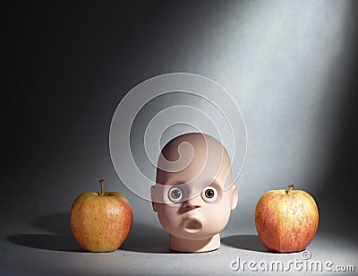 Head and apples Stock Photo