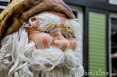 Head of bearded Santa Claus Stock Photo