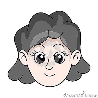 Head of a beautiful curly haired girl smiling happily Vector Illustration