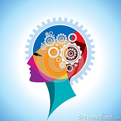 Head and brain gear Vector Illustration