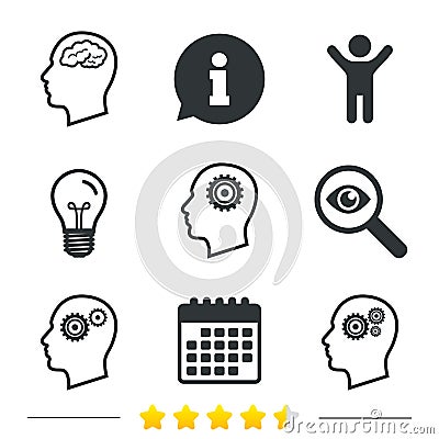 Head with brain icon. Male human symbols. Vector Illustration