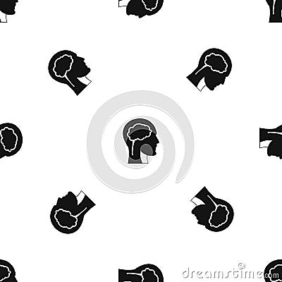 Head with brain pattern seamless black Vector Illustration