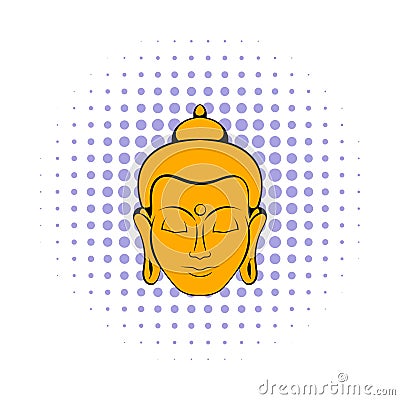 Head of Buddha icon, comics style Stock Photo
