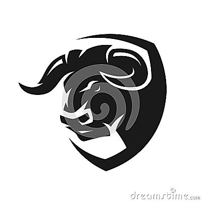 Head of a bull, monochrome logo. Vector Illustration