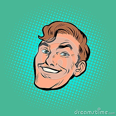 The head of a businessman, happiness smiles. Happy man portrait face Vector Illustration