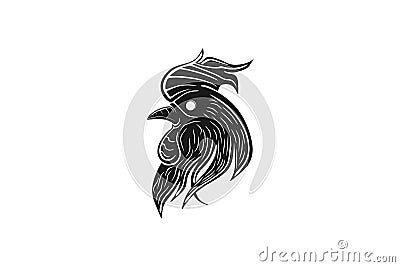 Head chicken rooster logo Designs Inspiration Isolated on White Background. Vector Illustration
