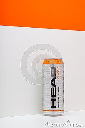 HEAD CLASSIC Energy Drink the white background Editorial Stock Photo