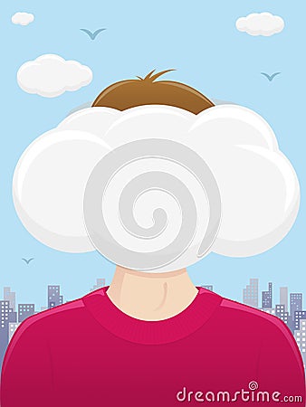 Head In The Clouds Vector Illustration