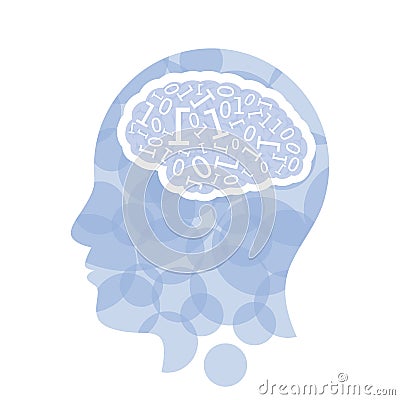 Head with computer brain concept presentation Vector Illustration