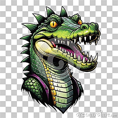 Head crocodile mascot cartoon design isolated on transparent background Stock Photo