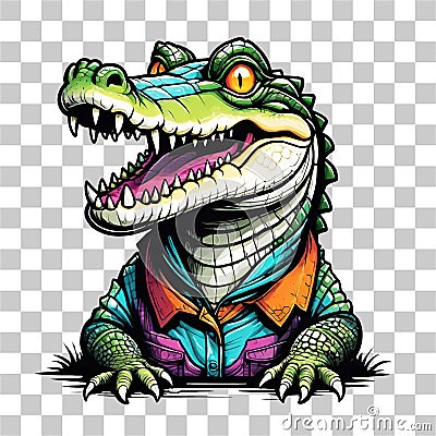 Head crocodile mascot cartoon design isolated on transparent background Stock Photo