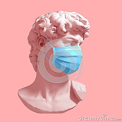 Head Of David In Medical Mask. Concept Of Coronavirus Quarantine Stock Photo