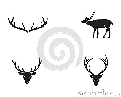 Head deer animals logo black silhouete icons Vector Illustration