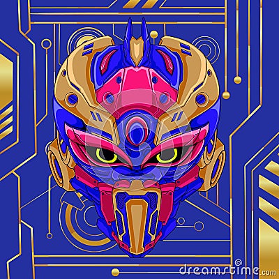 Head detail robot vector with modern illustration Cartoon Illustration