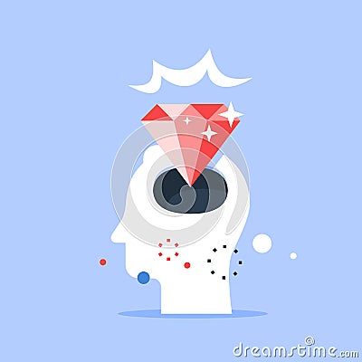 Head and diamond, excellence concept, self esteem and confidence Vector Illustration