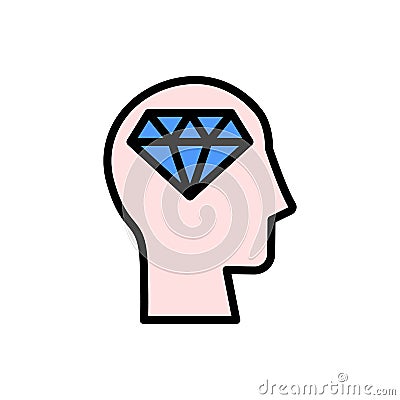 head diamond icon. Simple color with outline vector elements of brain process icons for ui and ux, website or mobile application Stock Photo