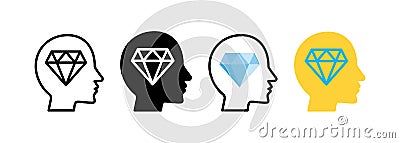 head diamond icon. Simple line, outline illustration elements of brain process icons for ui and ux, website or mobile Vector Illustration