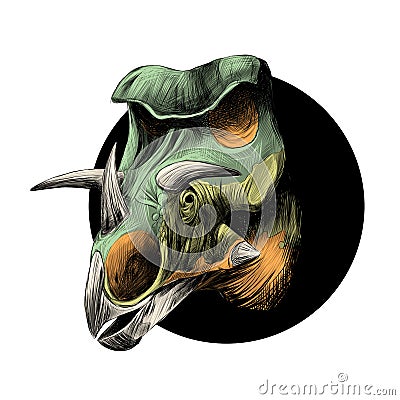 Head of a dinosaur breed of Triceratops Vector Illustration