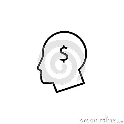 Head with dollar symbol sketch icon Stock Photo