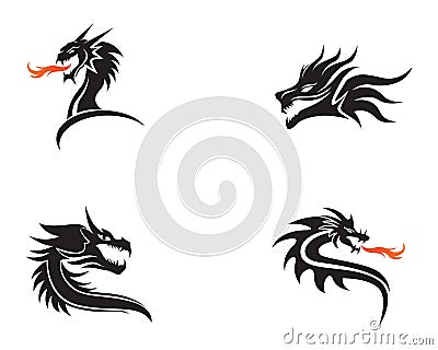 Head dragon flat color logo template vector illustration Vector Illustration