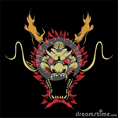 Head dragon hand drawing vector Vector Illustration