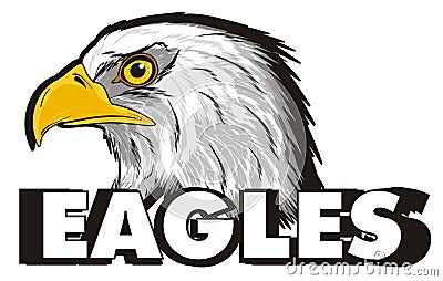 Head of eagle and black word Stock Photo