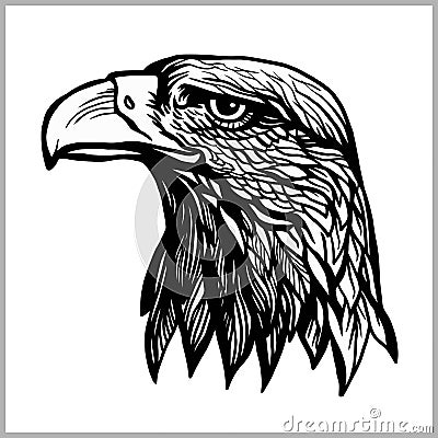 Head of an eagle in the form of the stylized tattoo Vector Illustration