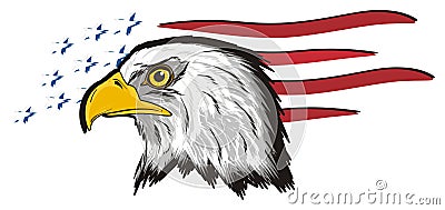 Head of eagle with lines and stars Stock Photo