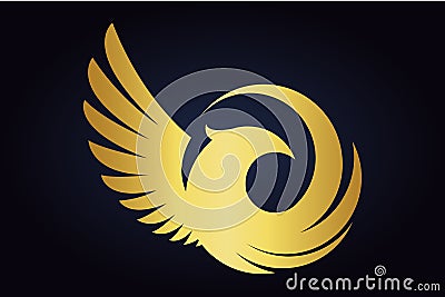 Head of the eagle with raised wings. Vector Illustration