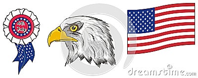 Head of eagle with two signs of USA Stock Photo