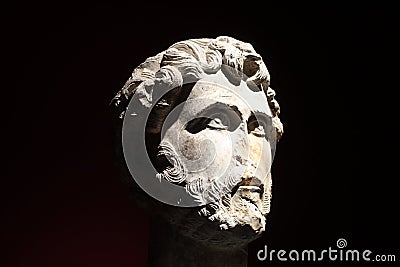 Head of Emperor Antoninus Pius in Graeco roman museum Stock Photo