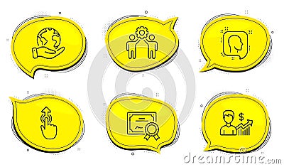 Head, Employees teamwork and Swipe up icons set. Business growth sign. Vector Vector Illustration