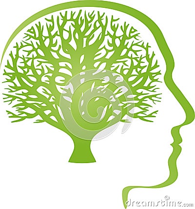 Head, face and tree, head and human logo Stock Photo