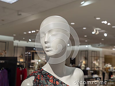 Head of female mannequin being displayed in department fashion s Stock Photo