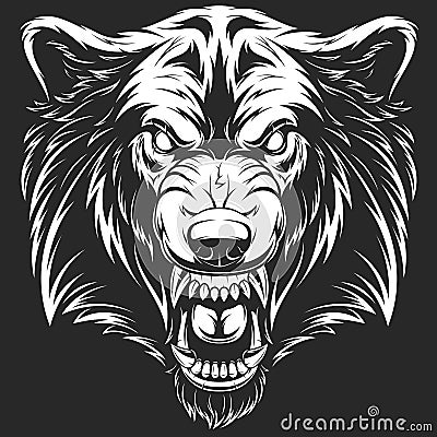Head of the ferocious wolf Vector Illustration