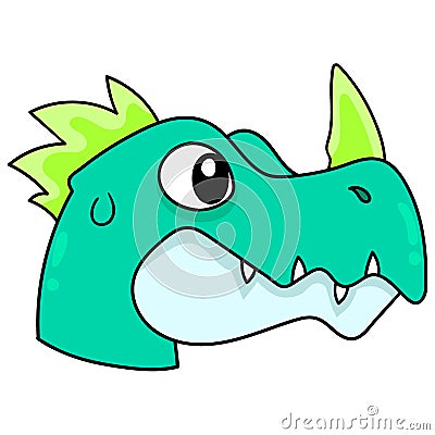 The head of a fierce faced horned dinosaur, doodle icon drawing Vector Illustration