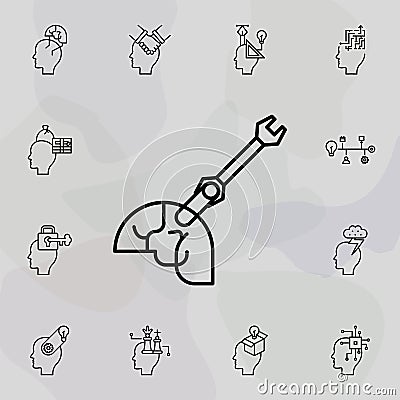 Head, fix, recovery icon. Universal set of creative thinking for website design and development, app development Stock Photo