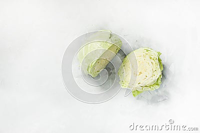 Head of fresh young white cabbage. cutting and cooking Stock Photo