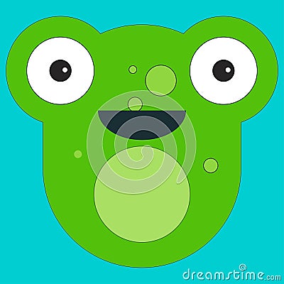 Head of a frog in cartoon flat style Cartoon Illustration