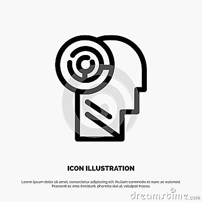 Head, Games, Mind, Target Line Icon Vector Vector Illustration