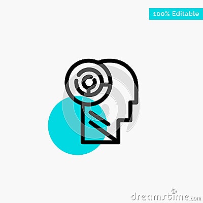Head, Games, Mind, Target turquoise highlight circle point Vector icon Vector Illustration