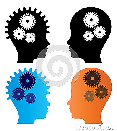 Head with gears Stock Photo