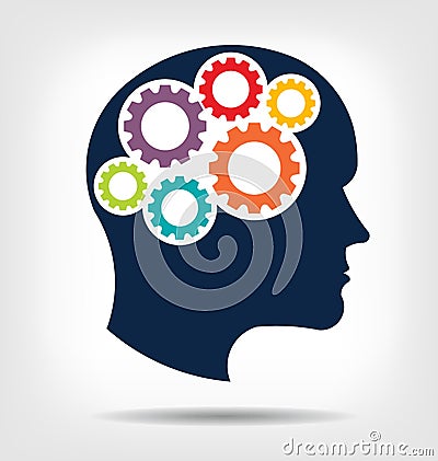 Head gears in brain image logo Vector Illustration