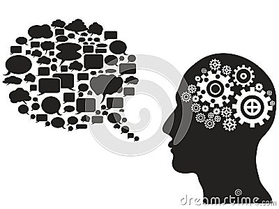 Head gears with speech bubble Vector Illustration