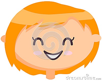 Head girl with friendly smiling face, vector illustration kawaii emoticon doodle icon drawing Vector Illustration