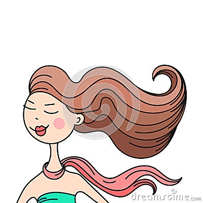 Head glamorous girl cartoon Vector Illustration